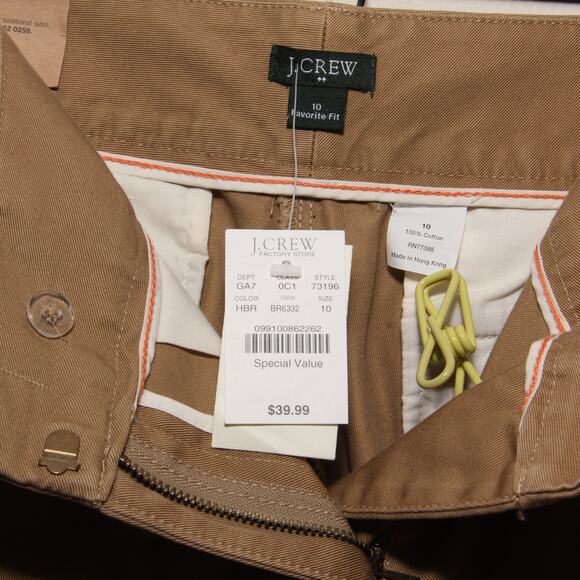 NEW J.Crew Factory Cotton Favorite Fit Cropped Khaki Pants Size 10 Straight Leg - Picture 4 of 8